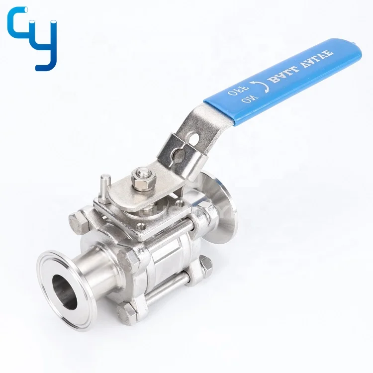 Good quality stainless steel sanitary three-piece manual ball valve