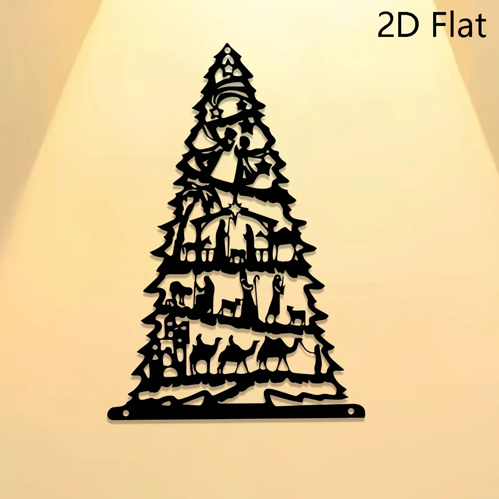 1 قطعة مشهد ميلاد معدني على الطراز البوهيمي زخرفة شجرة عيد الميلاد مع ، الراعيين والوايز ، ديكور عطلة متين للمنزل