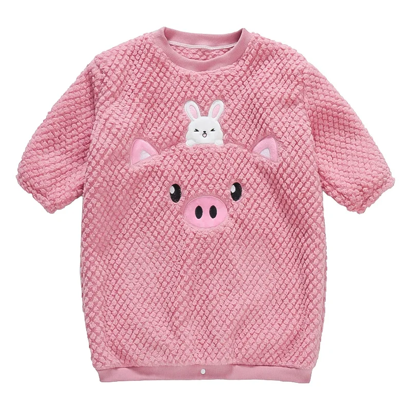 Girls pajamas autumn and winter flannel children\'s loungewear baby nightgown thermal nightdress