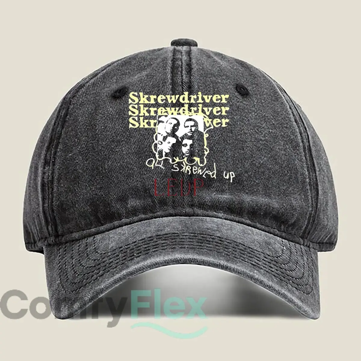 Skrewdriver Repeated Text Unisex Adjustable Adult Washed Baseball Cap Casual Hat for Men & Women Hip Hop