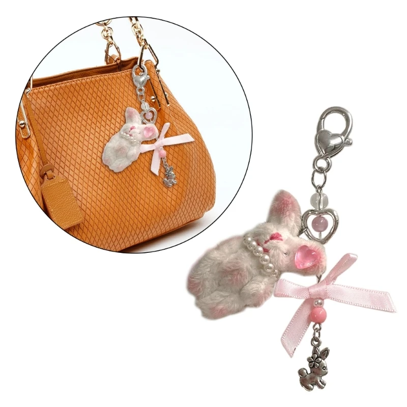 Rabbit Plush Pendant Decor Cheek  Animal Charm Phone Chain DIY Decors