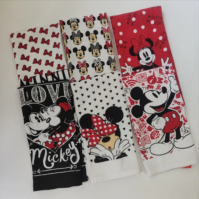 Disney Stitch Mickey Cotton Hand Towel Cartoon Figures Face Pillow Coffee Towels Kitchen Accessories Printed Pattern Large Size