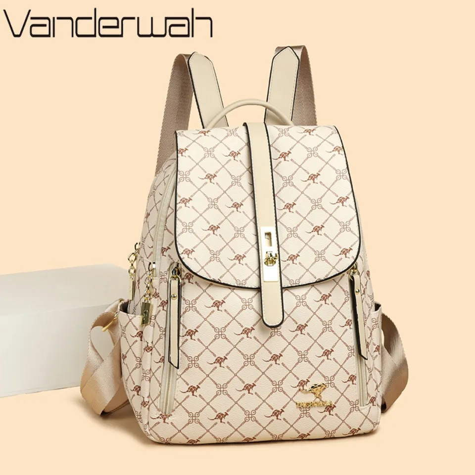 

Luxury Vintage Printing Backpack For Women Large Capacity with Multiple Pockets Casual Soft Leather Backpack Travel Backpack Sac