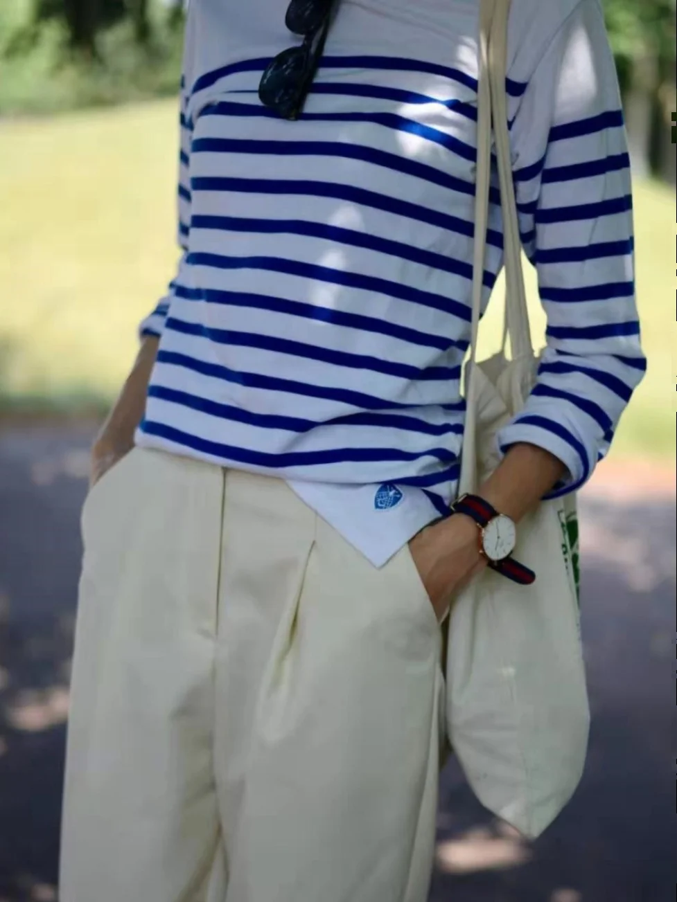 

ORCIVAL Bee Color Blo полосатая трикотажная футболка на одно плечо Nine Sve осенний женский классический прямой хлопковый повседневный топ