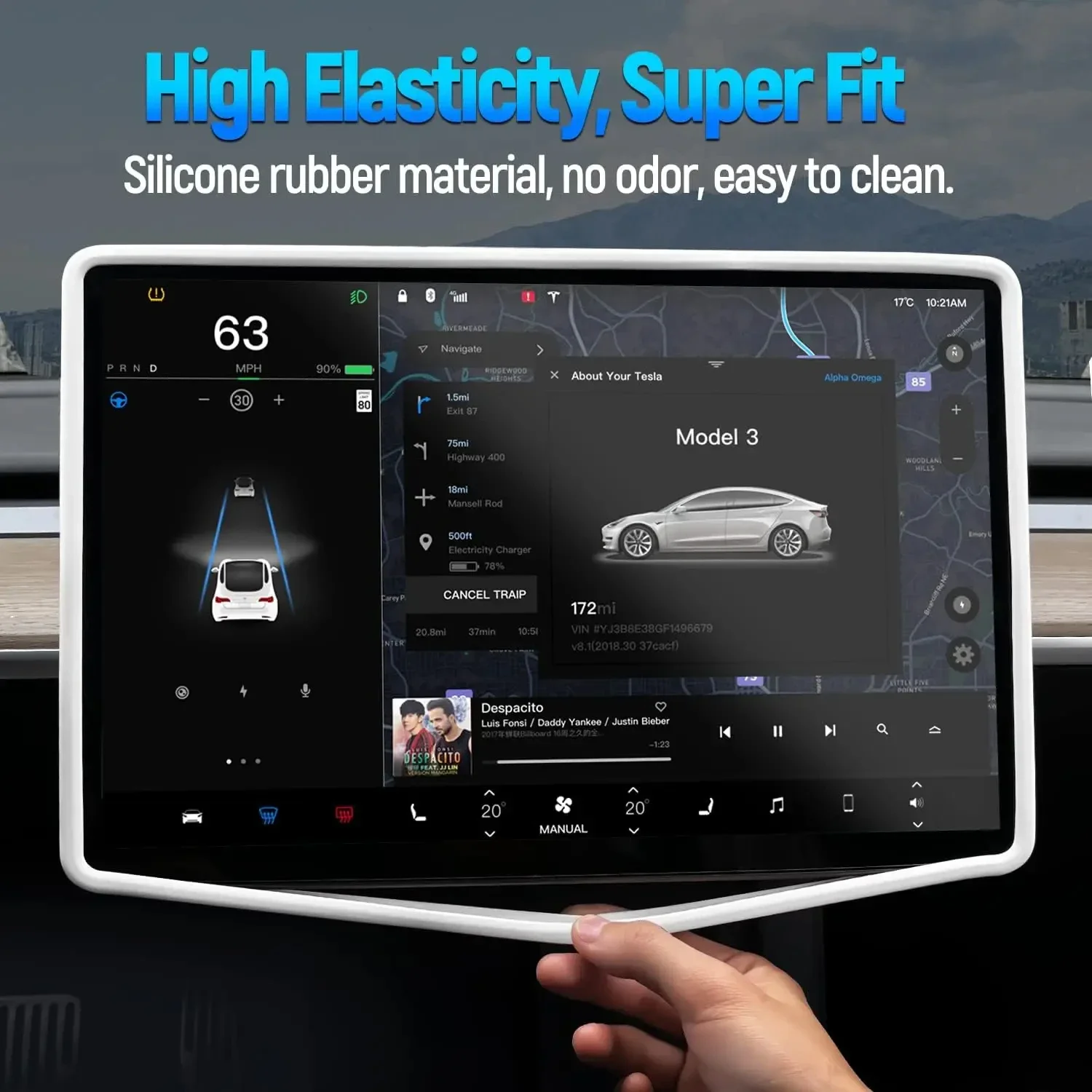 Tesla Model 3 Y Silicone Screen Frame Display Edge Protector car key watch Accessores