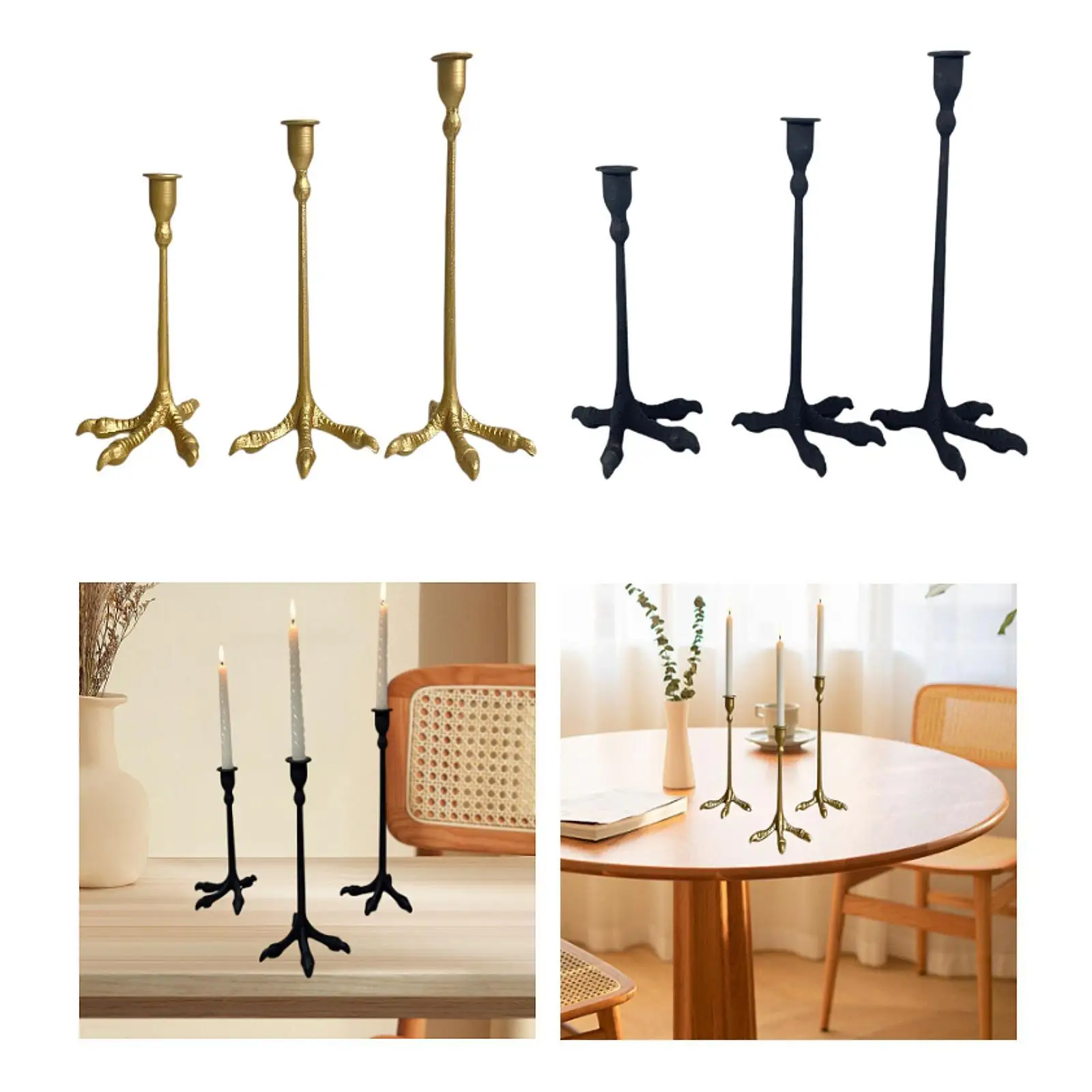 

3x Taper Candle Holder Candle Stand for Mantel Thanksgiving Dining Table