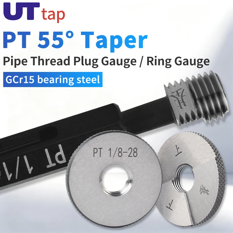 

UT TAP 1PCS/SET PT Taper Pipe Thread Plug/Ring Gauge Measure Tool Precision external Screw Gage Pitch Thread Test Tool 1/16~4-11
