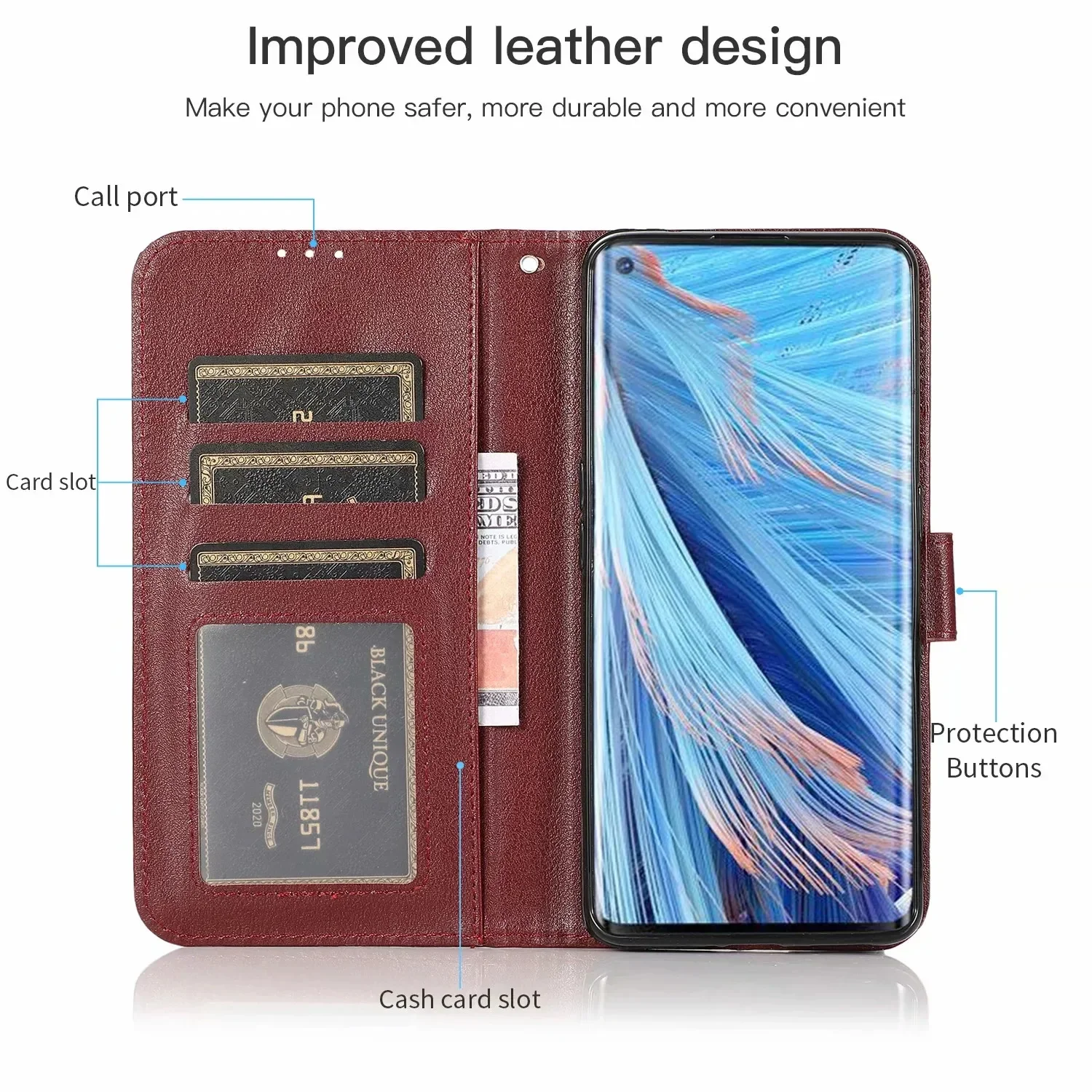 Leather Wallet Cover For iPhone 14 15 Plus 13 12 Mini 11 Pro Max X XR XS Max 7 8 6 6S Plus 5 5S SE 2022 Stand Flip Book Case Bag