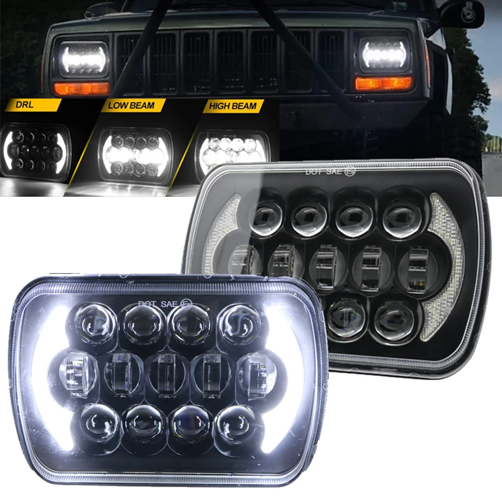 

5x7'' 7x6'' LED Headlights H6054 H5054 LED Headlamp for Jeep Wrangler YJ Cherokee XJ Comanche MJ S10 Blazer Express Van Truck