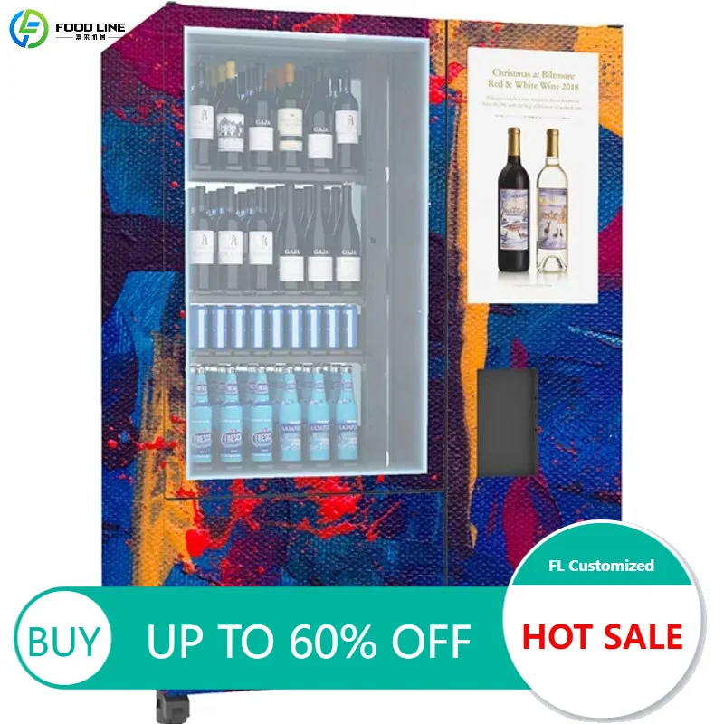 Smart Combo Wifi Refrigerator Lift System Age Verification Beer Bottle champagne Wine Vending Machine for bar Customized