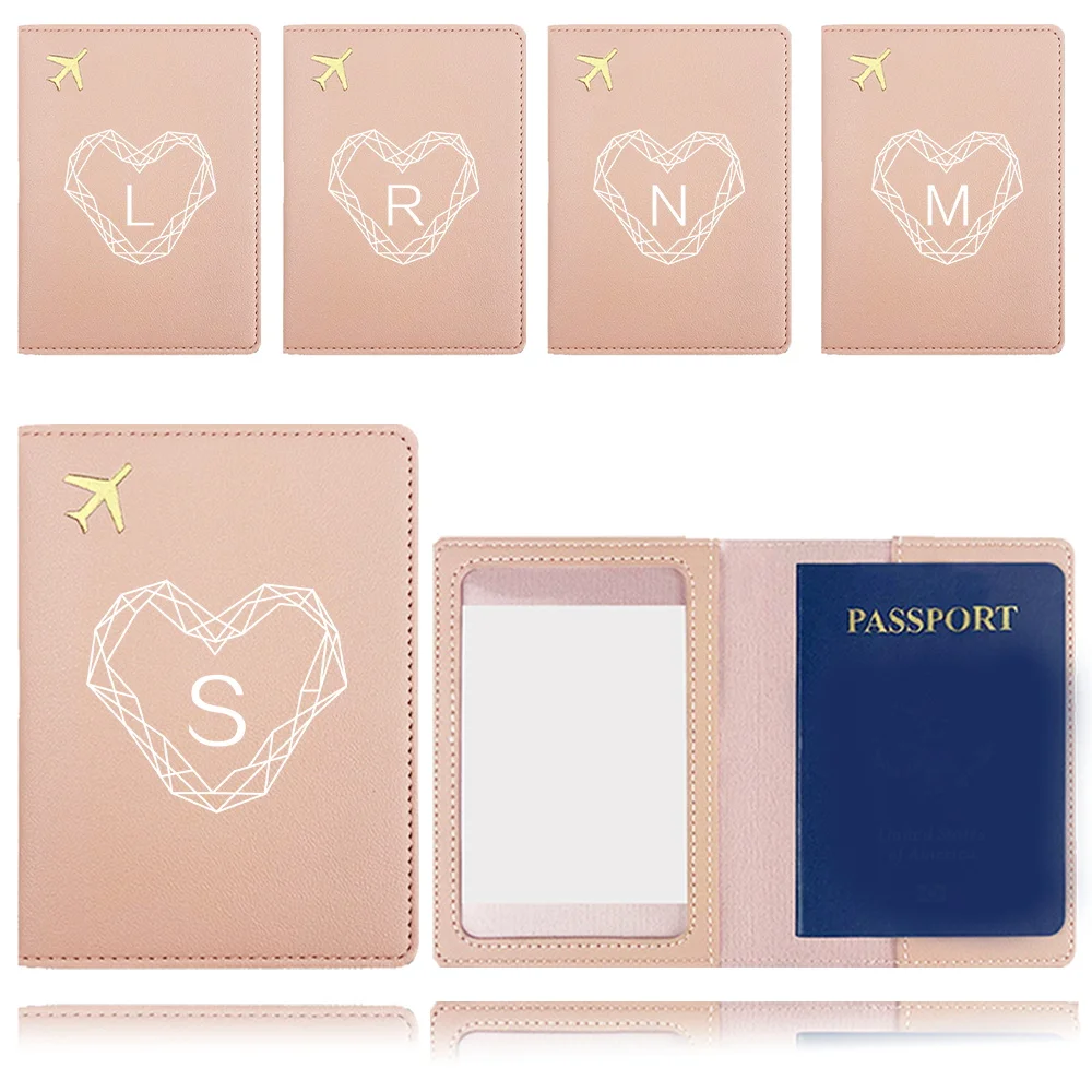 

Portable Passport Case Pu Airplane Travel Passport Cover Fashion Business Card Credit Card Passport Clip Letter Pattern