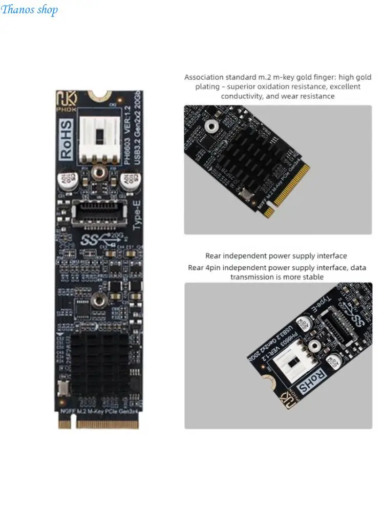 PCIe NVME M.2 Disk Expansion Card Fast Speed Data Transfer Type E 4Pin Power Support Adapter X37A