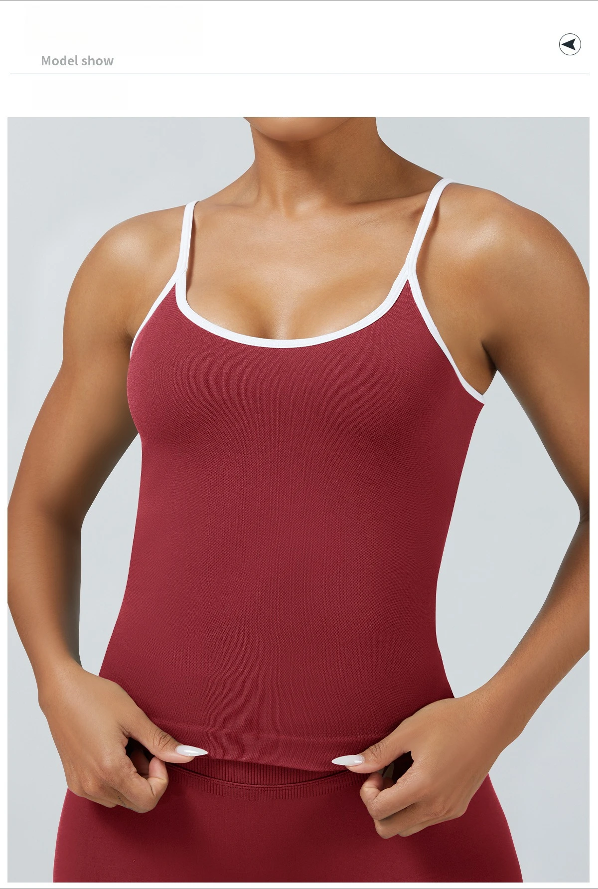 Damen Color-Blocking Gym-Sport-Tops Sommer Yoga Fitness Sexy Rückenfreie Strick-Camisoles mit Brustpolster und Trägern – Detail 5