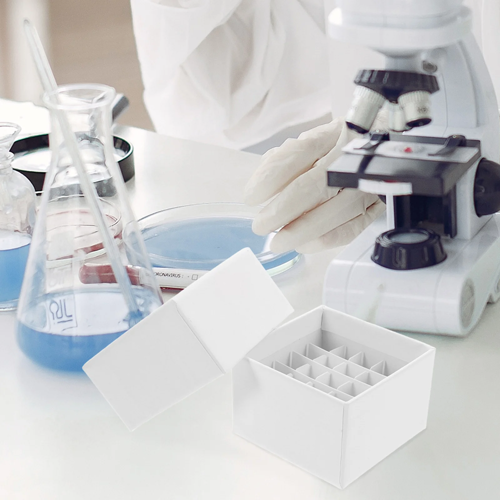 25-Well غطاء صندوق الفريزر من الورق المقوى لأنابيب الطرد المركزي الدقيقة 2 مل حامل عينة تخزين المبرد قابل للتكديس