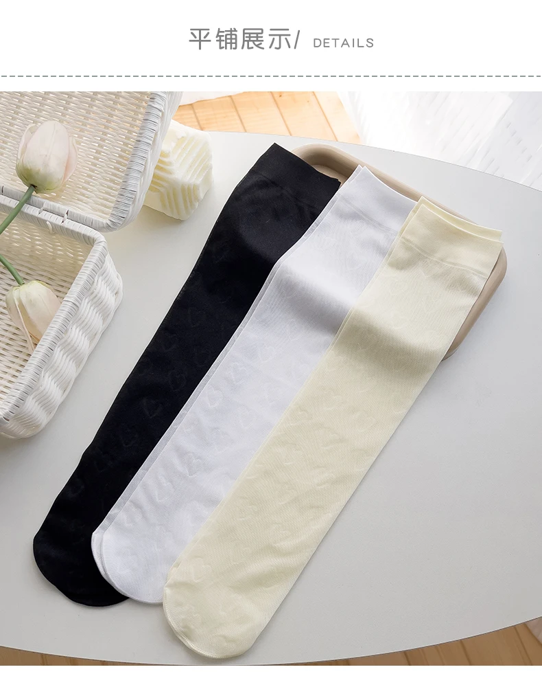 Säugling Baby Student hohle Herz Strümpfe Prinzessin Kinder über dem Knie hohe Socken ultra dünne transparente atmungsaktive lange Socken – Detail 3