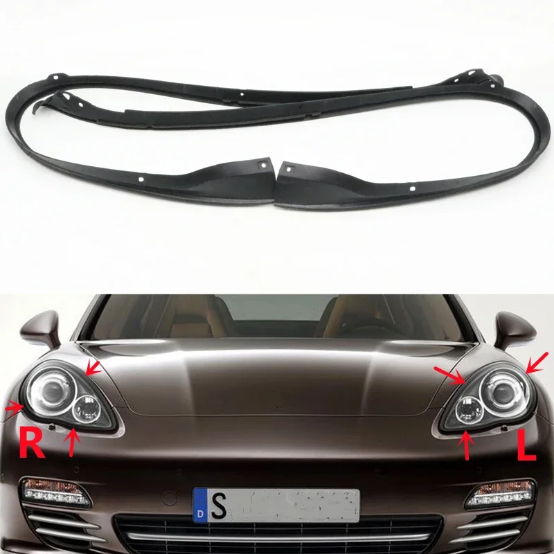 For Porsche Panamera 2010 2011 2012 2013 Headlight Rubber Sealing Strip Trim Headlamp Decorative  Waterproof Pad