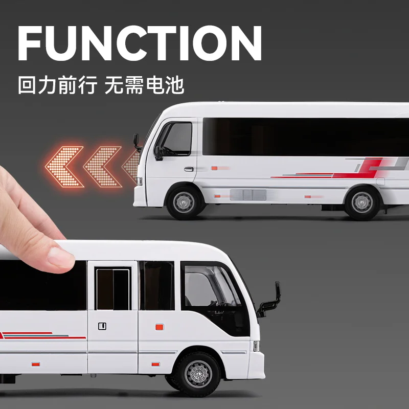 โมเดลจำลองรถโตโยต้าโคสเตอร์ ขนาด 1:33 ของแท้จากบริษัท พร้อมเสียงและแสง ของเล่นเด็กผู้ชาย ของขวัญ ของสะสมแฟชั่น