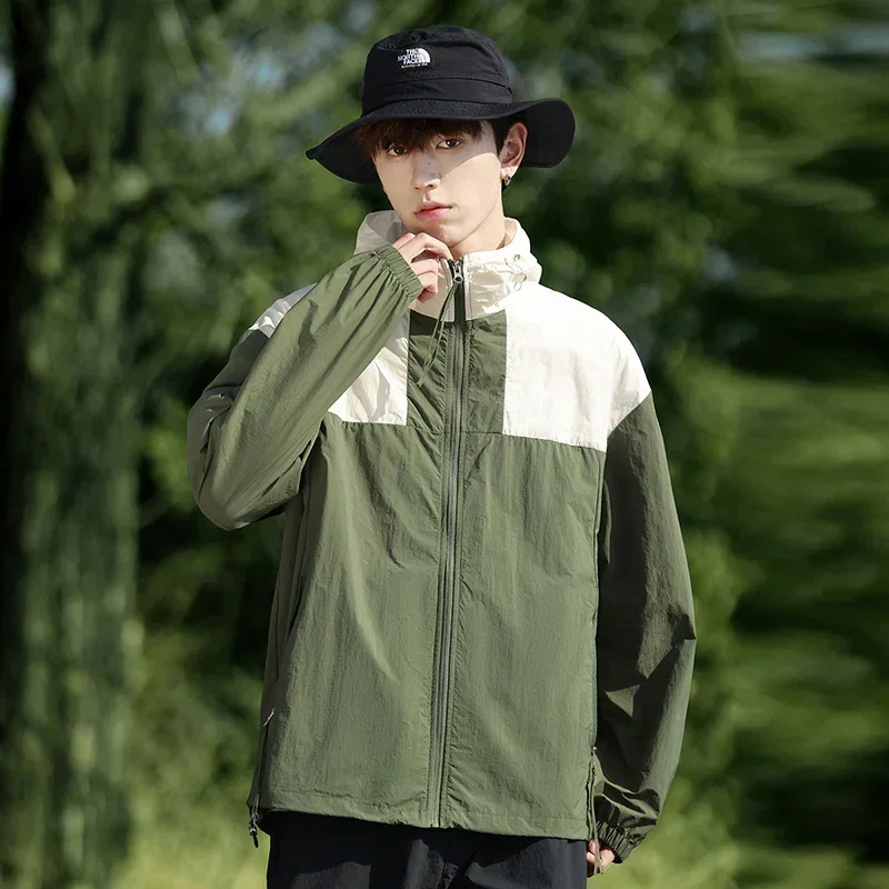 Summer Outdoor Quick Dry Sun-Protective Thin Jacket Men Hiking Fishing Cycling Hooded Gym Sport Windbreaker Ultra Light Coats