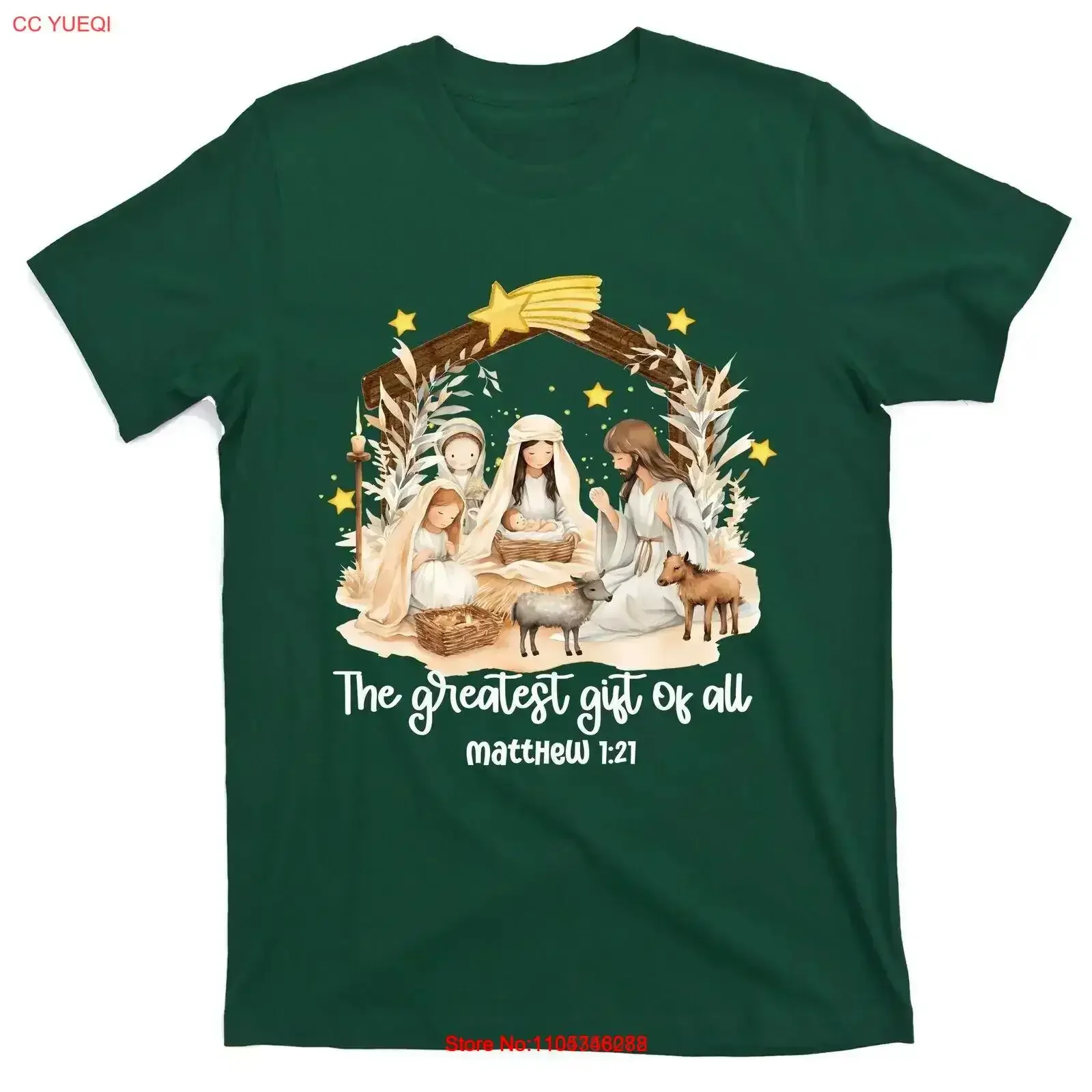 Jesus-Weihnachtskrippe-T-Shirt im Vintage-Stil, gewaschen, leicht atmungsaktiv, Streetwear-Oberteil für den Alltag, grafisch, vielseitig einsetzbar