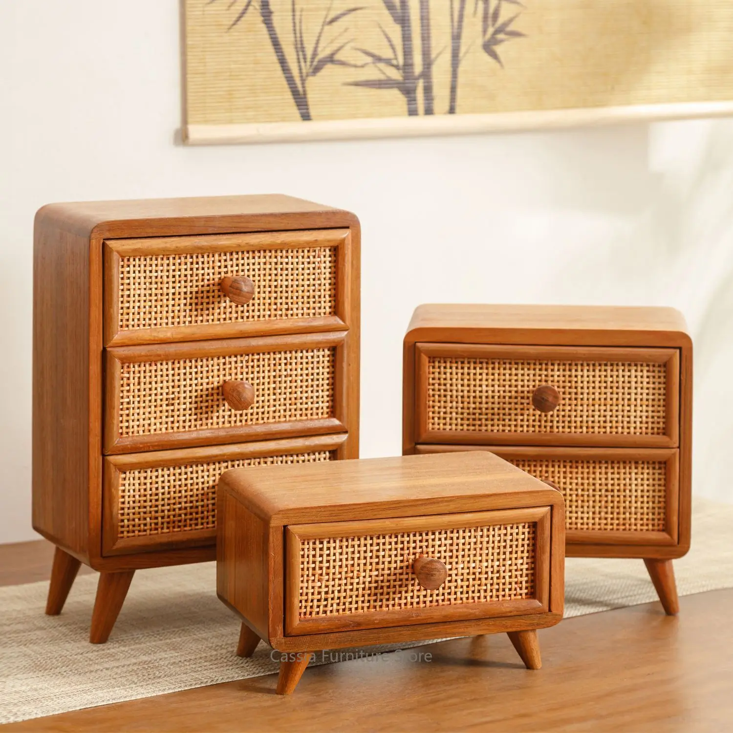 Office Tabletop Organizer Shelf for Stationery, Minimalist Wicker Container for Supplies, Rustic Desk File Cabinet