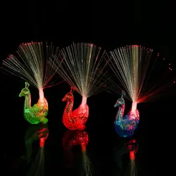 Cintas elásticas de pavo real con luz de dedo para niños, decoración de pavo real, juguetes de inteligencia de plástico, anillos de luz Led creativos, regalo