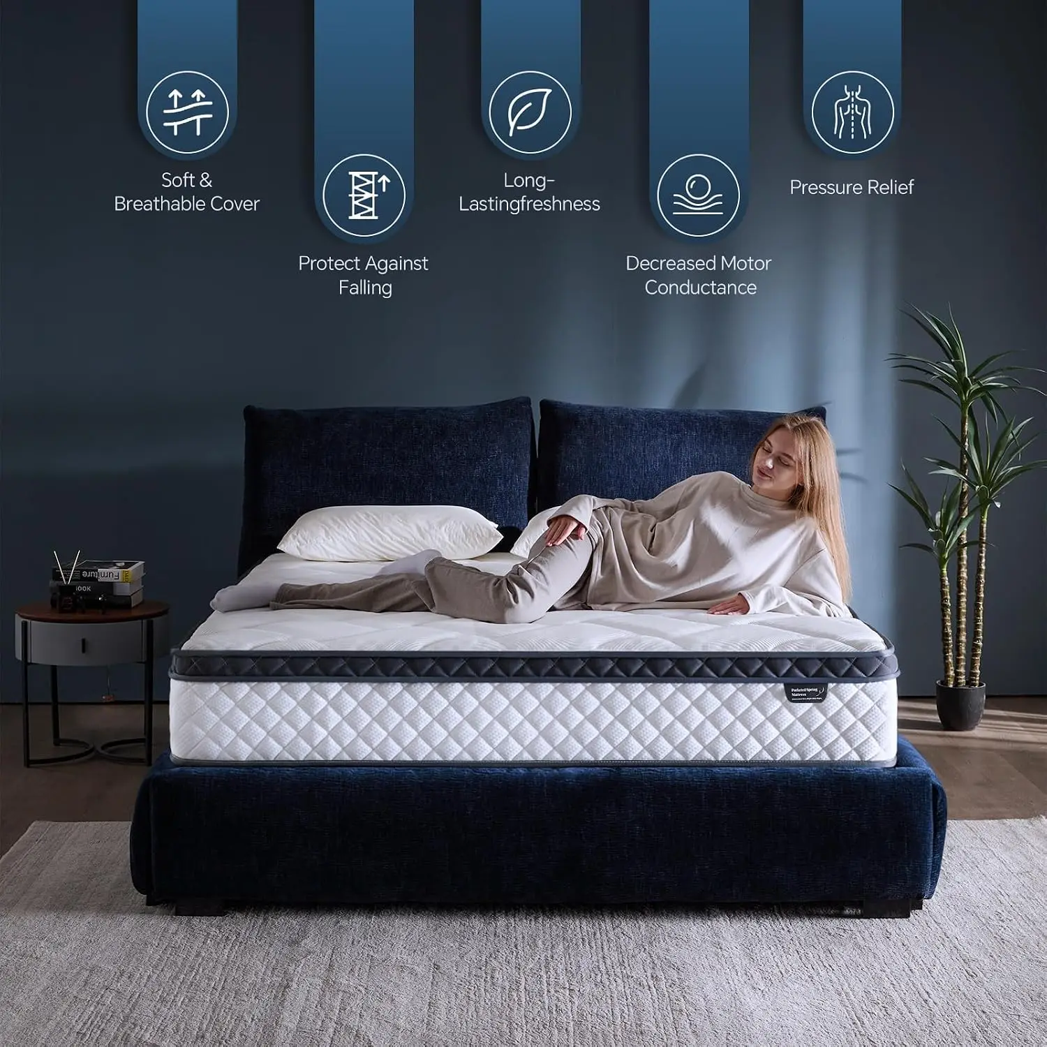 Full Size Mattress, 10 Inch Hybrid Mattress in a Box with Individual Pocket Spring & Memory Foam, Medium Firm Comfort