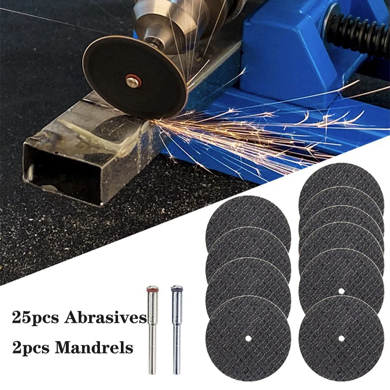 25pcs Abrasive Cutting Disc 32mm With Mandrels Grinding Wheels For Dremel Accesories Metal Cutting Rotary Tool Saw Blade Kits AA