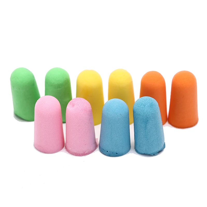 Soft Foam Ear Plugs com cores diferentes, redução do ruído, sono, 5 pares