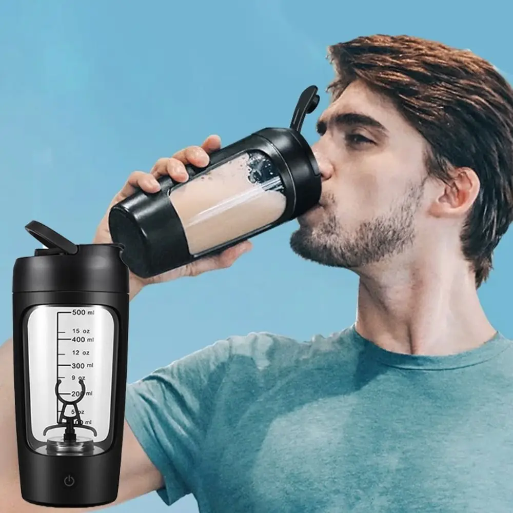 

Drinkware Automatic Electric Mixing Cup with Powder Box Scaled Stirring Cup 650ml Plastic Blend Cup Gym