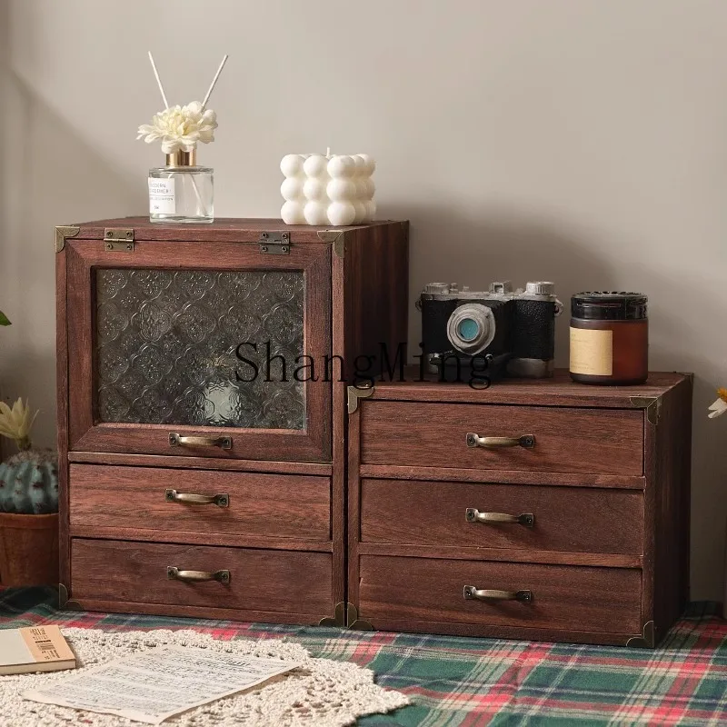 SM cultural and play storage cabinet wooden drawer type multi-layer tea set bracelet desktop storage chest
