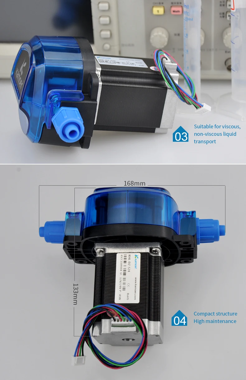 KHL 12v 24v Large Flow Rate 1000ml 1800ml Per Minute Stepper Motor Liquid Filling Peristaltic Water Pump