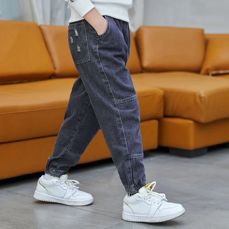 IENENS Jeans Boys Pants Casual Cotton Denim Trousers Fashion Slim Jeans Children New Denim Skinny Pants 4-10 Years