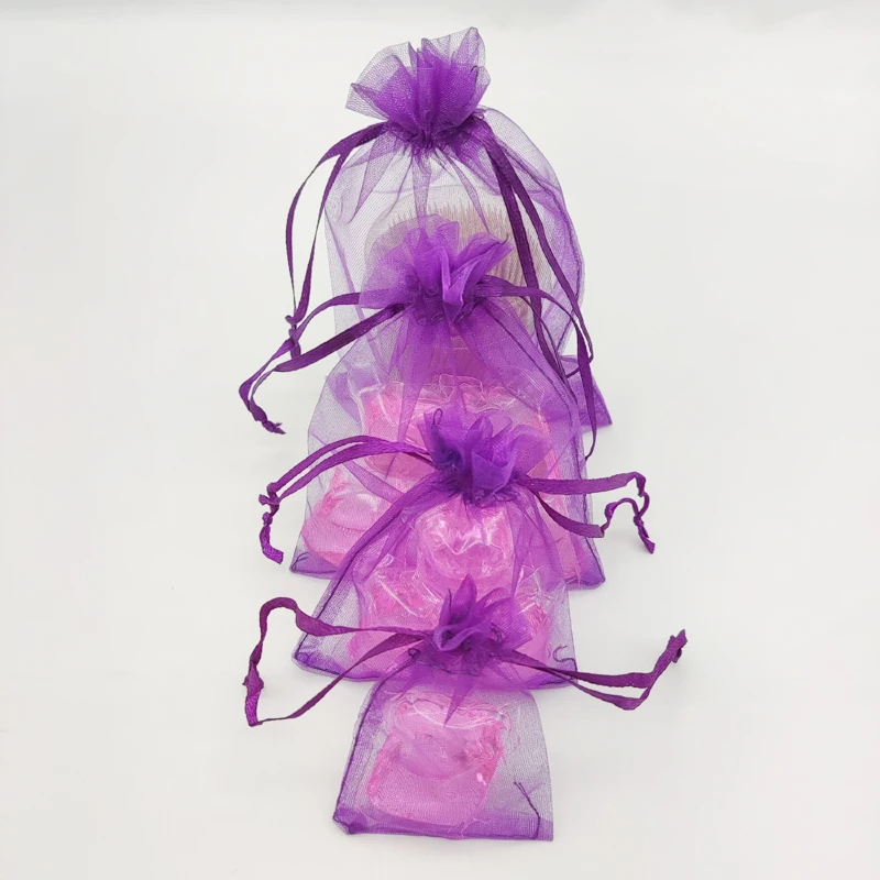 

100pcs Dark Purple Gift Bag Packaging Pouch Jewlery Pouch Bags Organza Gift Bags for Jewelry Christmas Wedding Drawstring Bag