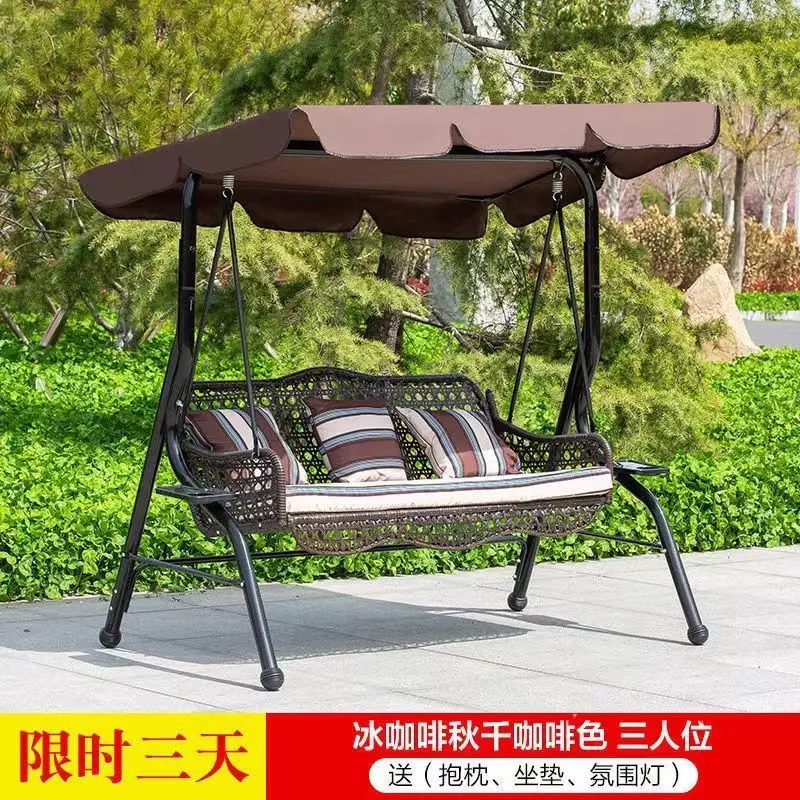 Outdoor swing double courtyard rocking chair, iron art outdoor adult indoor hanging chair, balcony swing chair,