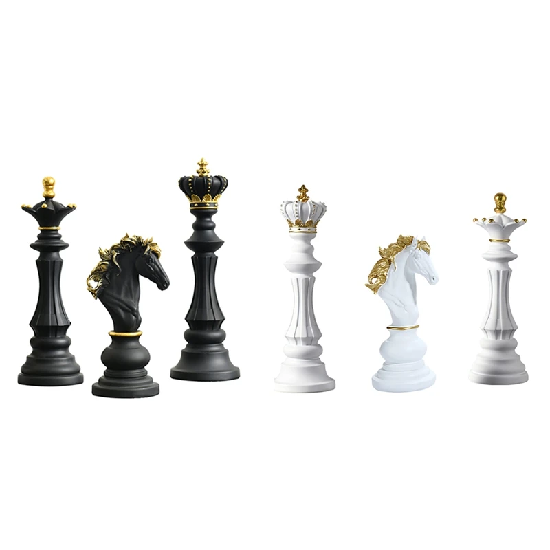 

Chess Resin Decor Ornament Office Figurines Queen Knight Statue Collection Object Sculptural Models Of Chess Pieces