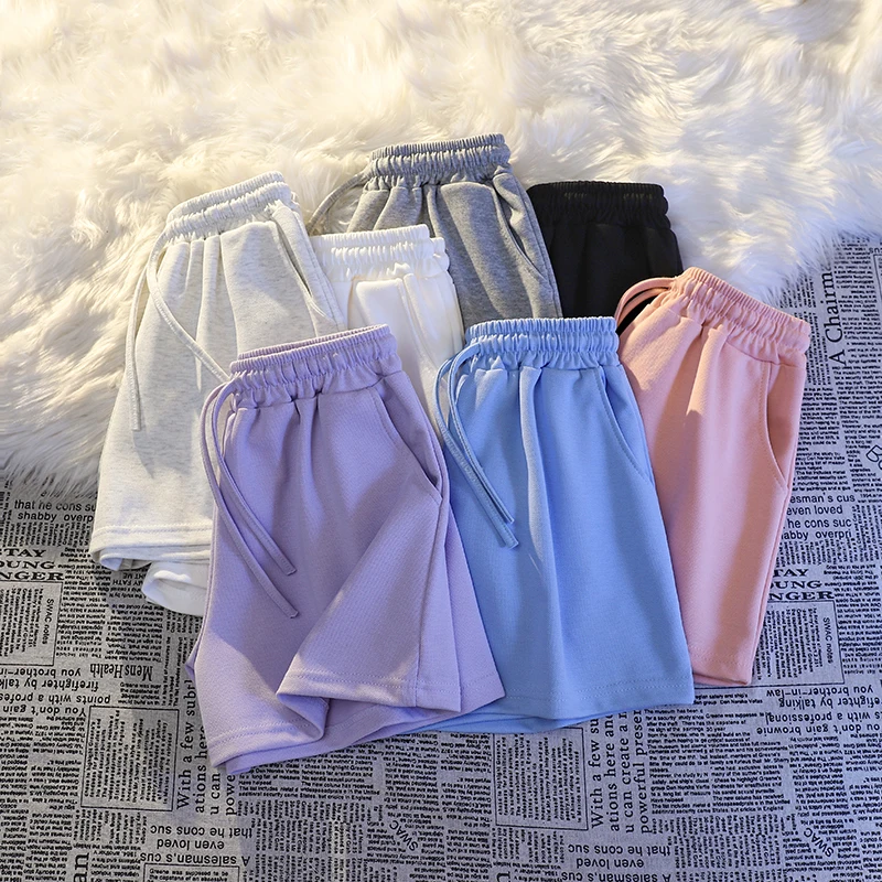 Women Sports Shorts 2023 Summer New High Waist Drawstring Elastic Multi Color Shorts Loose Comfortable Fitness Casual Shorts