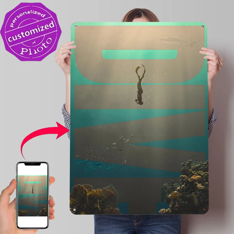 Dive Poster Retro 3D Printed Metal Signs Customized Wall Hanging Gift for Decoration Home Decor Items Room Ornaments Wand Deko