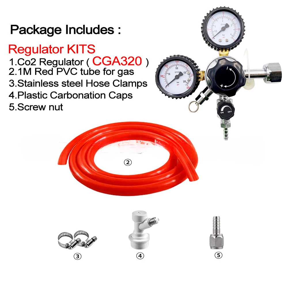 Beer brewing CO2 regulator safety relief valve pressure relief meter W21.8/CGA320 set