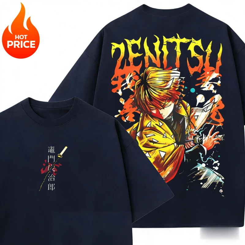 Agatsuma Zenitsu Demon Slayer Harajuku hommes été T-Shirt en vrac femmes surdimensionné Streetwear unisexe décontracté à manches courtes T-Shirt haut