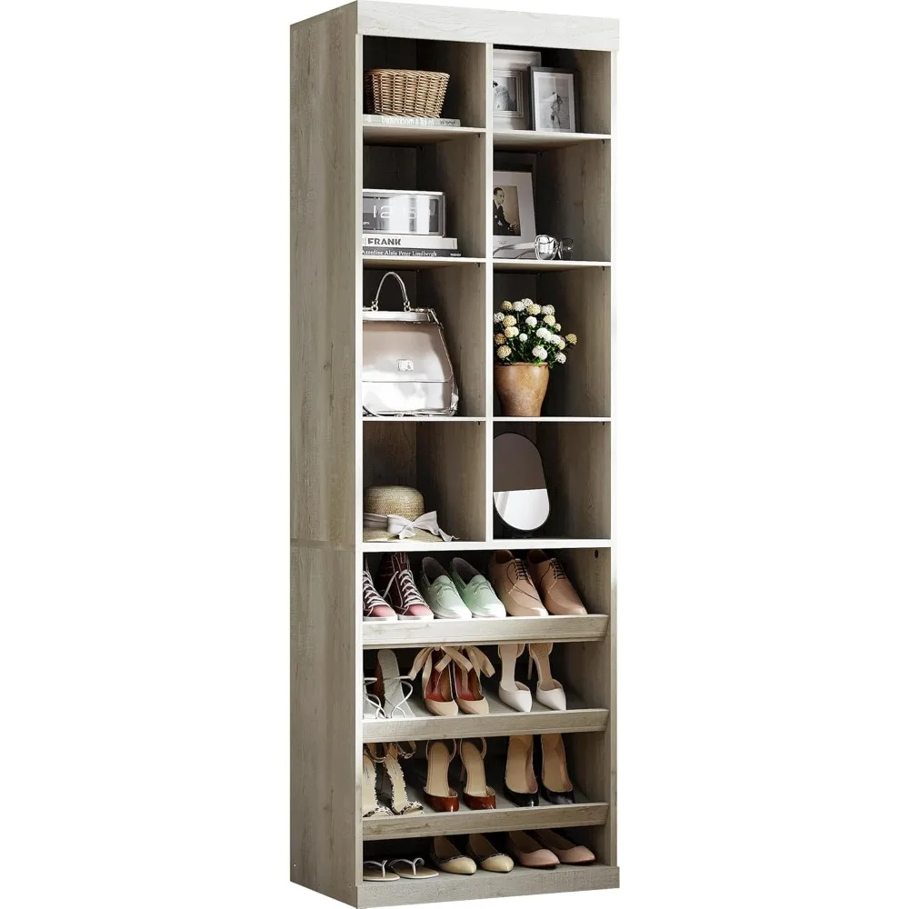 

Closet Shoe Organizer Cabinet with Shelves and Cubbies, Narrow Footwear Shoe Rack Storage Organizer for Closet for Bedroom