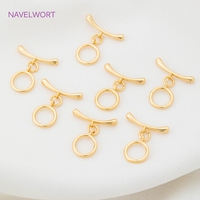 Small Size OT Clasps For Necklace Bracelet Making, 18K Gold Plated Connector Toggle Clasp DIY Pearl / Beads Jewelry Accessories