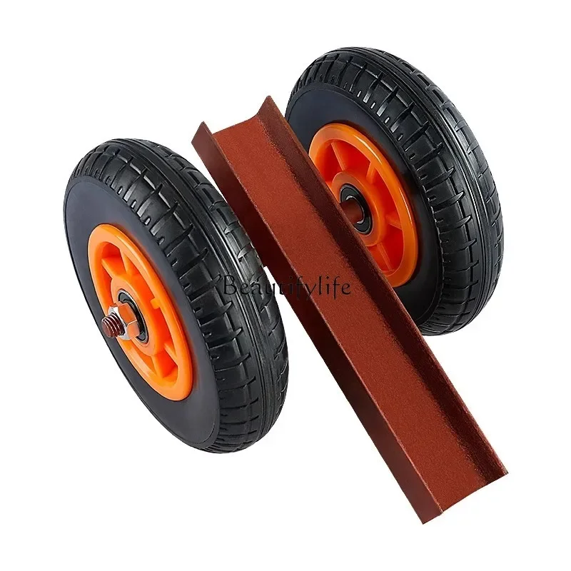 Marble two-wheel channel steel push truck heavy mobile solid rubber wheel truck