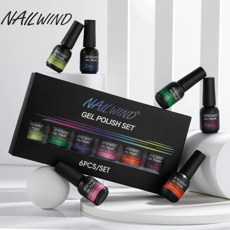 NAILWIND Gel Ba Lan 6 Cái/bộ Lai Bán Thường Trực UV LED Đế Top Coat Gel Móng Tay Móng Tay Nghệ Thuật Bộ Dụng Cụ Làm Móng gel Ba Lan