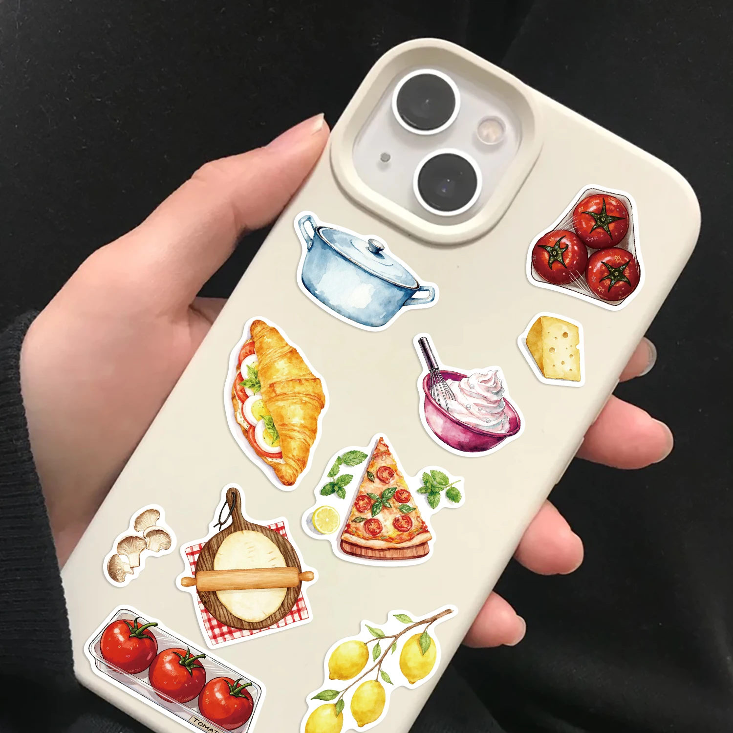 8 adesivi per alimenti ad acquerello: scarabocchi di cartoni animati adatti per decorare quaderni, telefoni cellulari e bagagli