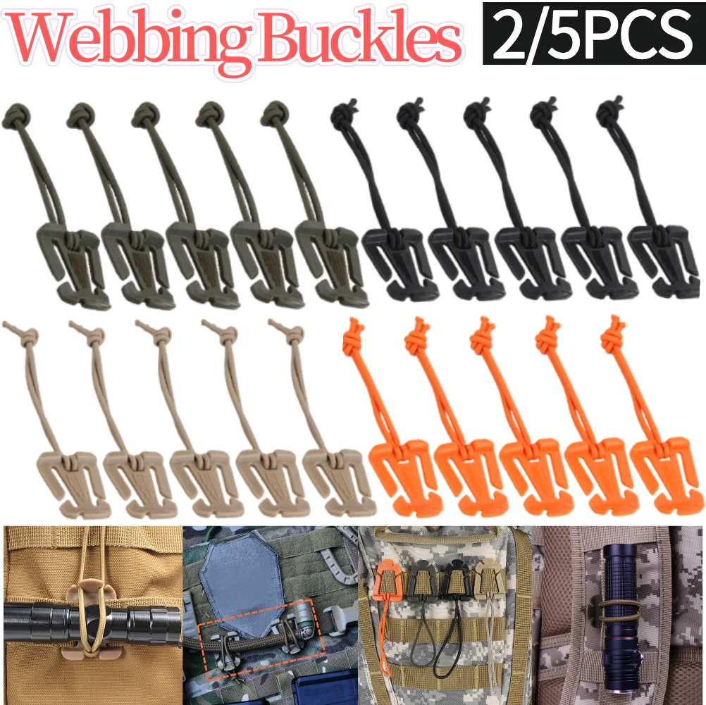 2/5PCS Tactical Backpack Carabiner Outdoor Plastic EDC Shackle Carabiner Practical ABS Snap D-Ring Clip Keyring Locking Ring