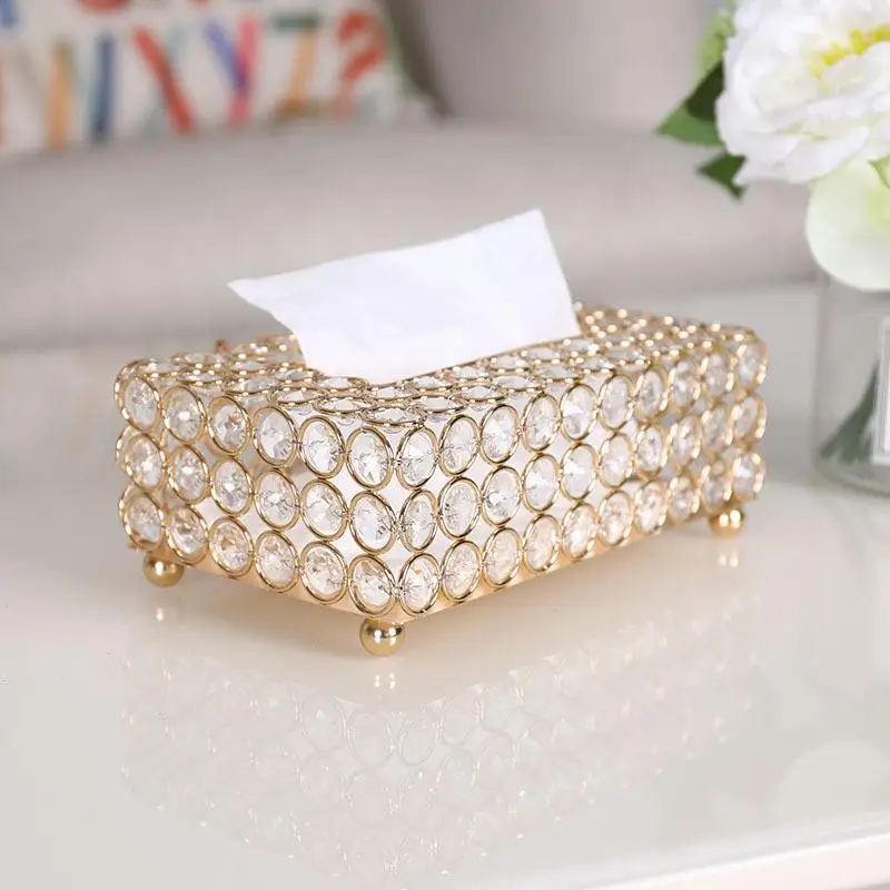 

Crystal Metal Tissue Box Desktop eup Table Decor Home Decoration European Sle Ornament Wardrobe Living Room Decor