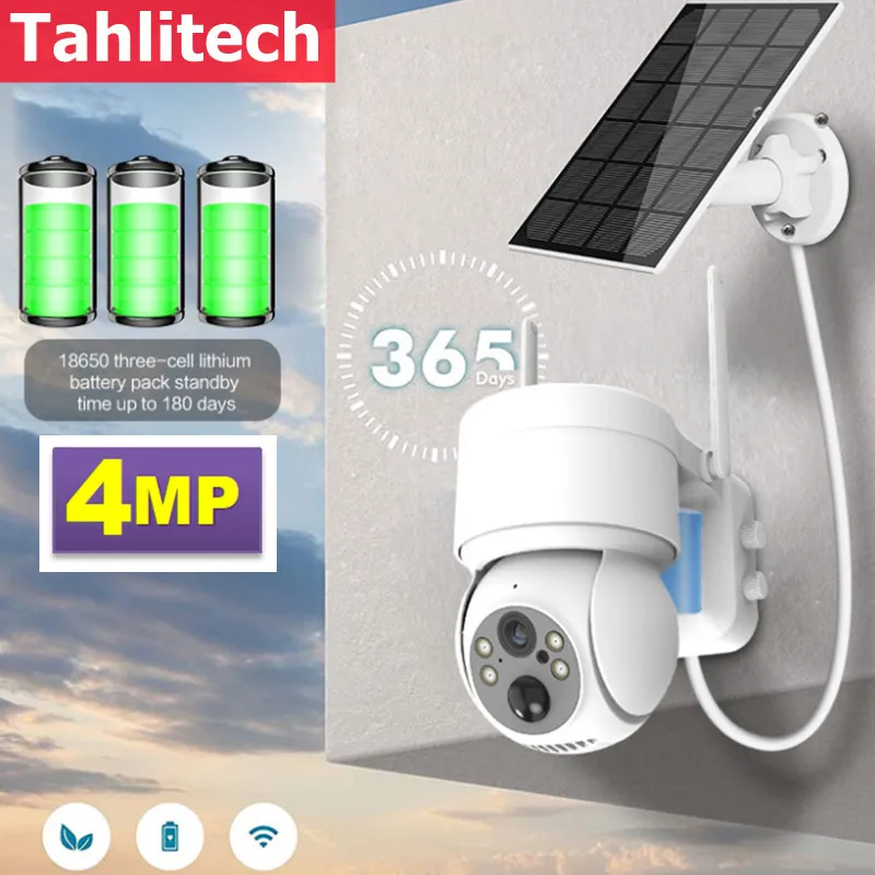 

WiFi PTZ Camera Outdoor Wireless Solar IP Camera 4MP HD Built-in Battery Video Surveillance Camera Long Time Standby iCsee APP