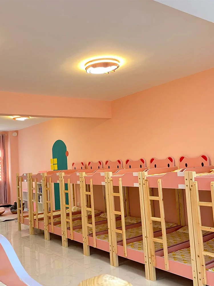 Bed Kindergarten Lunch Bed Primary School Student Bed for Lunch Break Double Layer Upper and Lower Bunk Height-Adjustable Bed