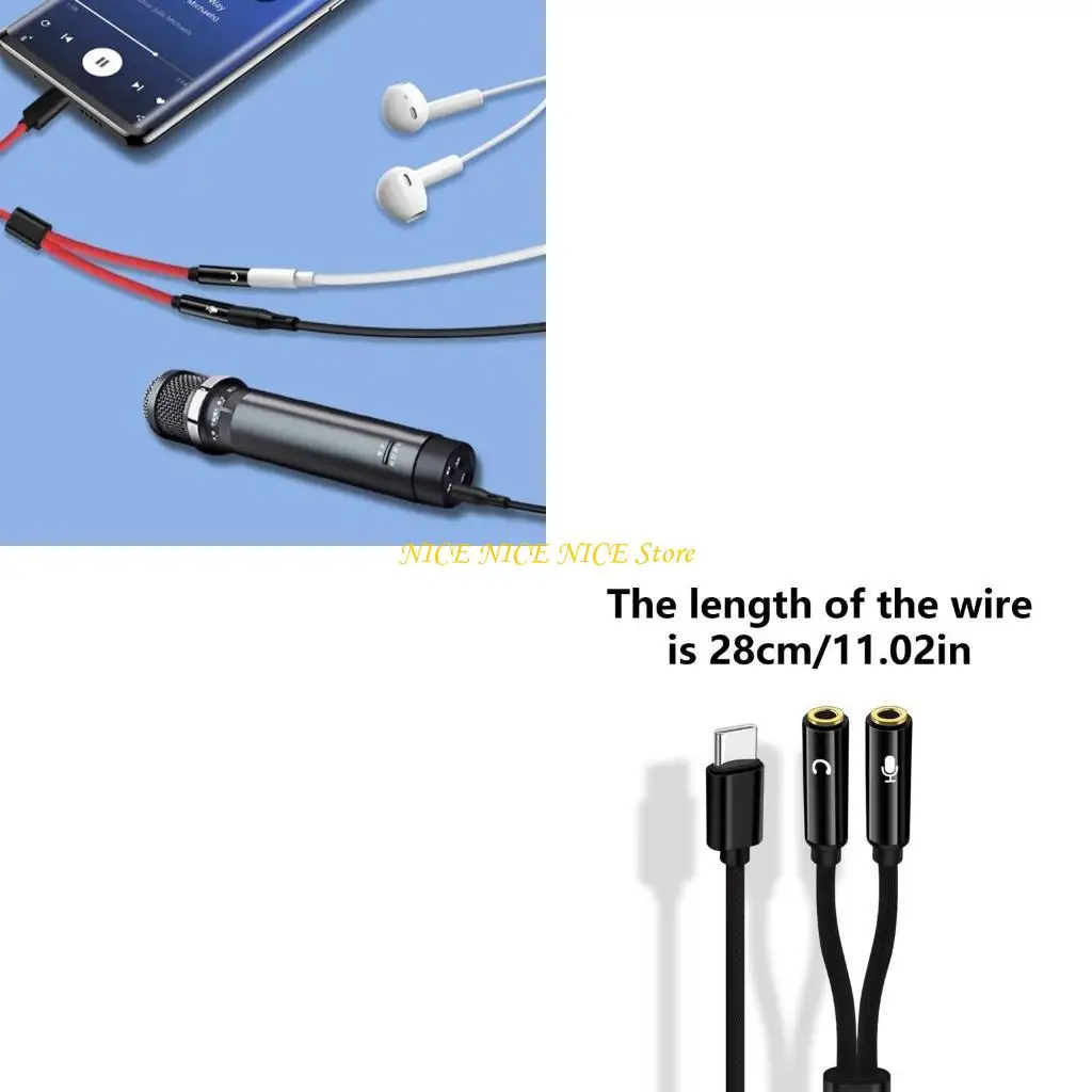 

Тип C с двойным 3,5-мм наушниками и микрофоном, кабель сплиттера Y-образной формы для планшета для планшета