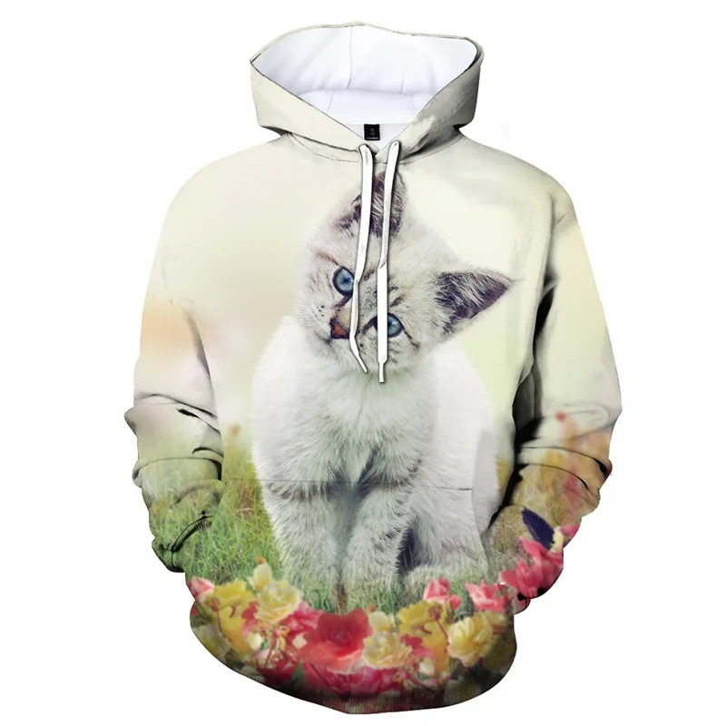 

Animal 3d Print Cat Hoodies For Men Cool Long Sleeves Women Hoodie Sports Tops Pullover Street Autumn Sweatshirt Kids Clothes